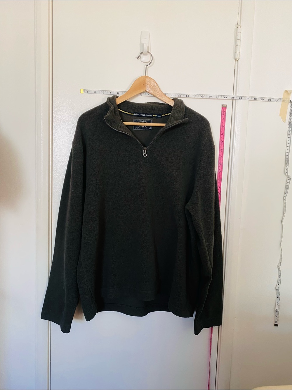 Vintage 1946 Fleece Quarter-Zip Pullover Charcoal Grey Large